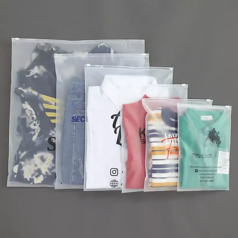 Frosted Plastic Zipper Bags Slider Lock Poly Bags with Custom Logo for Clothing Packaging Bulk