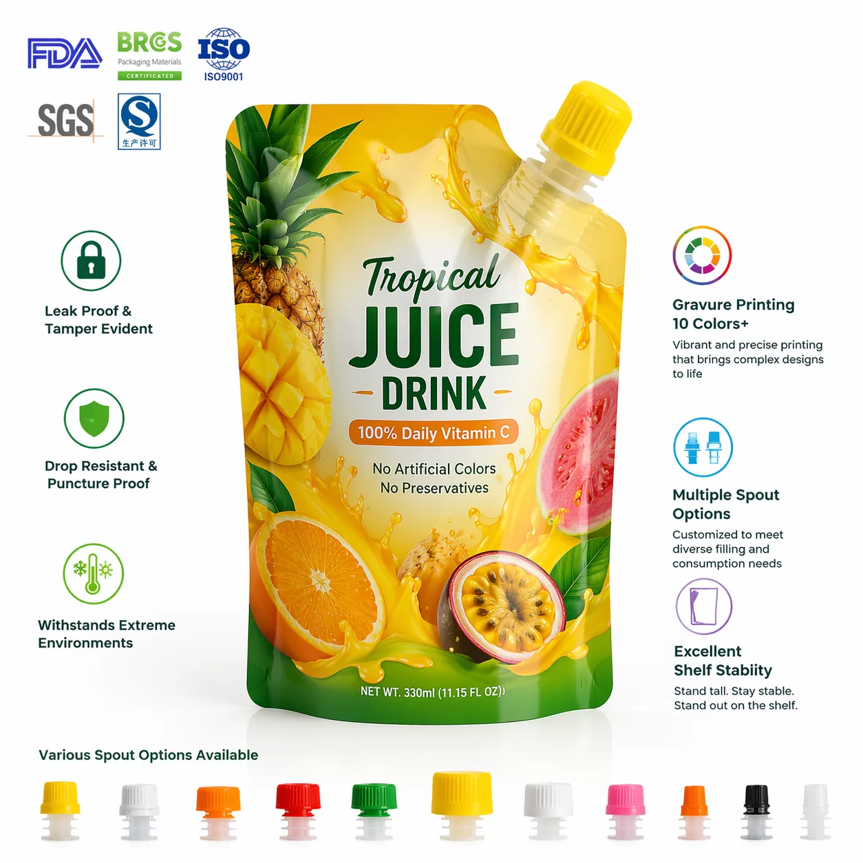Fruit-Shaped Spout Pouch for Kids Juice, 150–200 ml