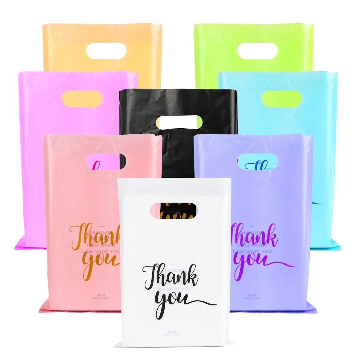 HDPE/LDPE Die Cut Patch Handle Custom Plastic Side Gusset Merchandise Retail Bags with Offset Printing Own Logo