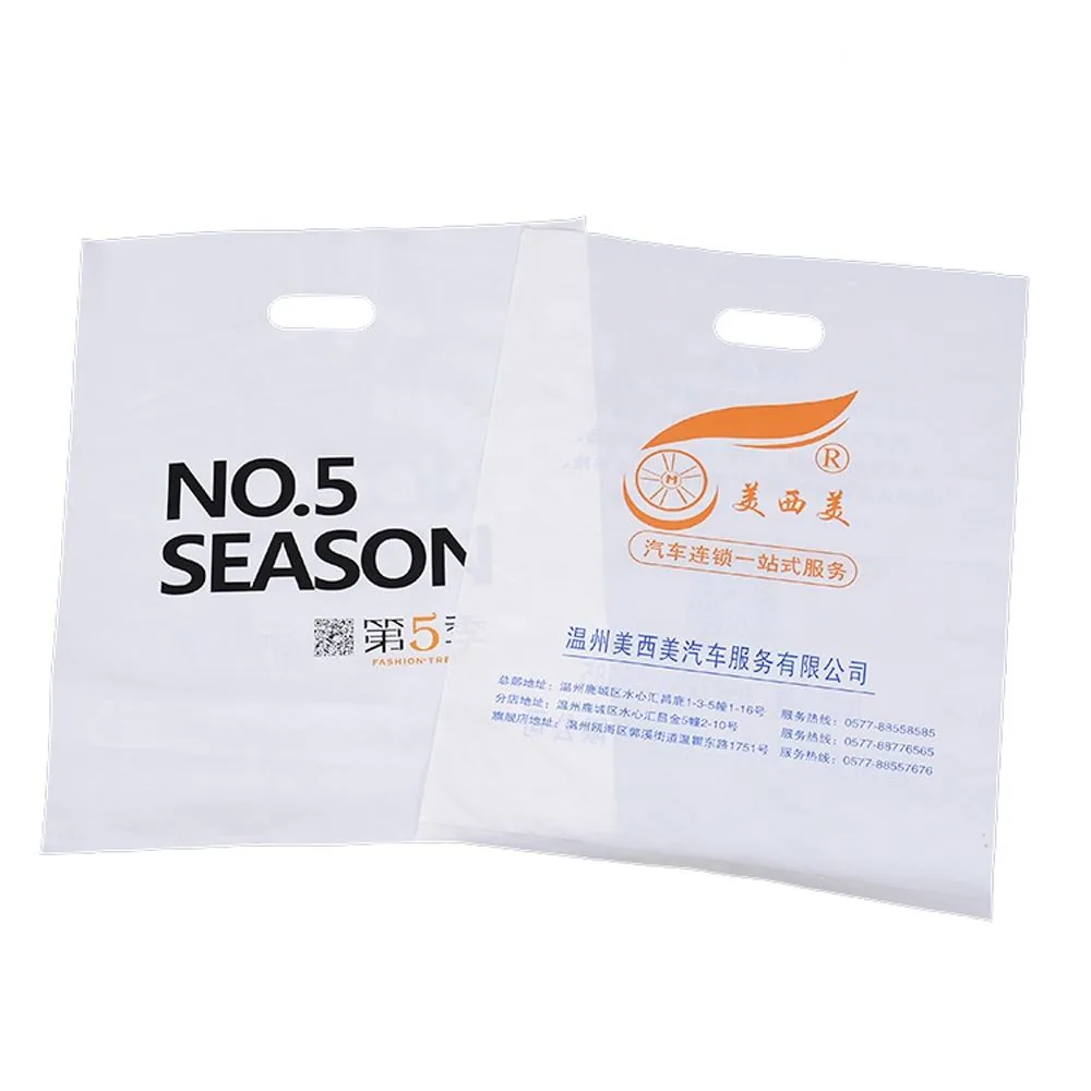 HDPE/LDPE Die Cut Patch Handle Custom Plastic Side Gusset Merchandise Retail Bags with Offset Printing Own Logo