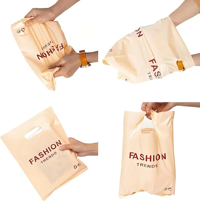 HDPE/LDPE Die Cut Patch Handle Custom Plastic Side Gusset Merchandise Retail Bags with Offset Printing Own Logo