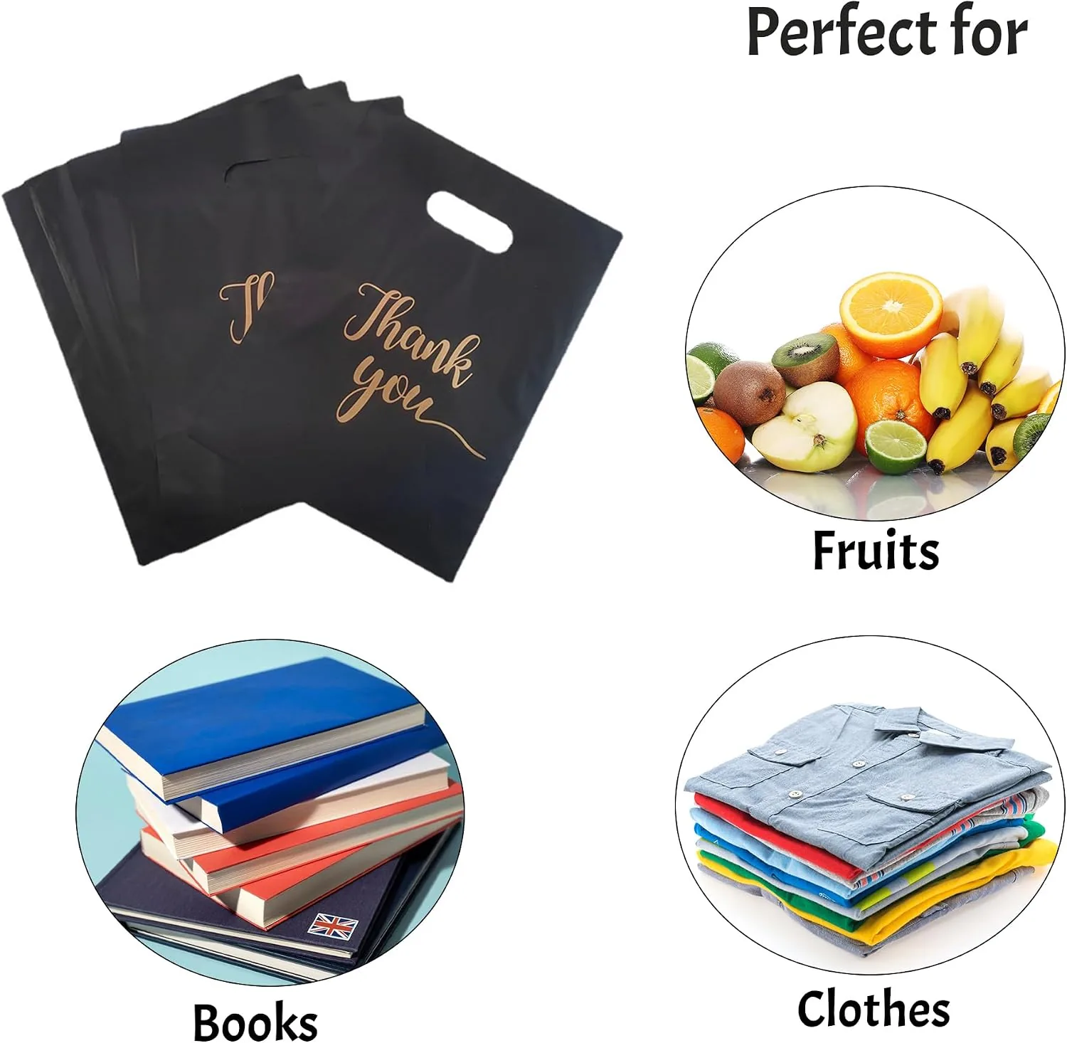 HDPE/LDPE Die Cut Patch Handle Custom Plastic Side Gusset Merchandise Retail Bags with Offset Printing Own Logo