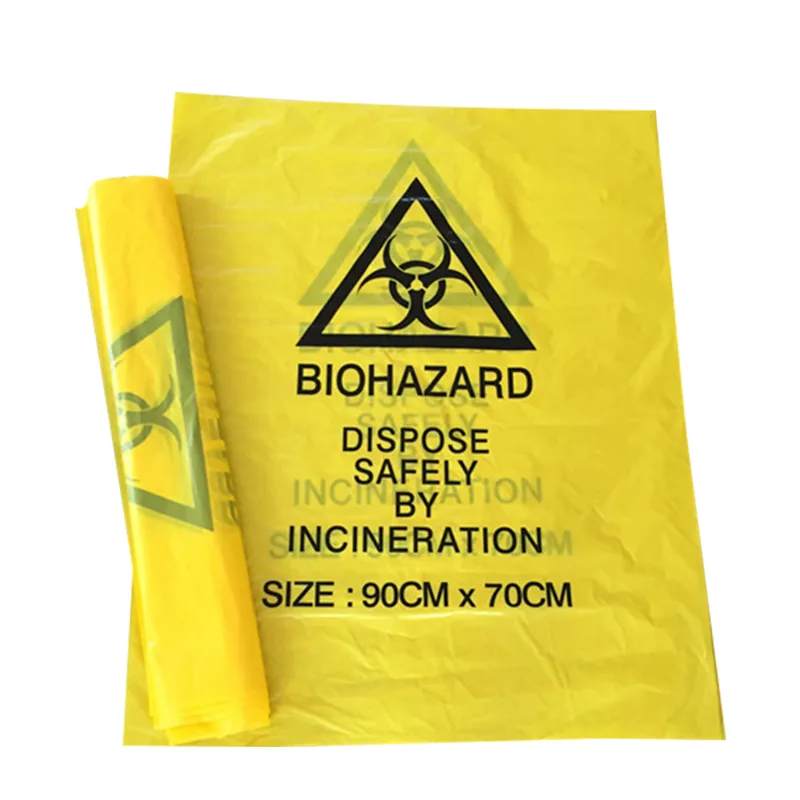 HDPE LDPE Yellow Red Medical Garbage Bag Heavy Duty Hospital Drawstring Waste Bags Disposable Biohazard Bag