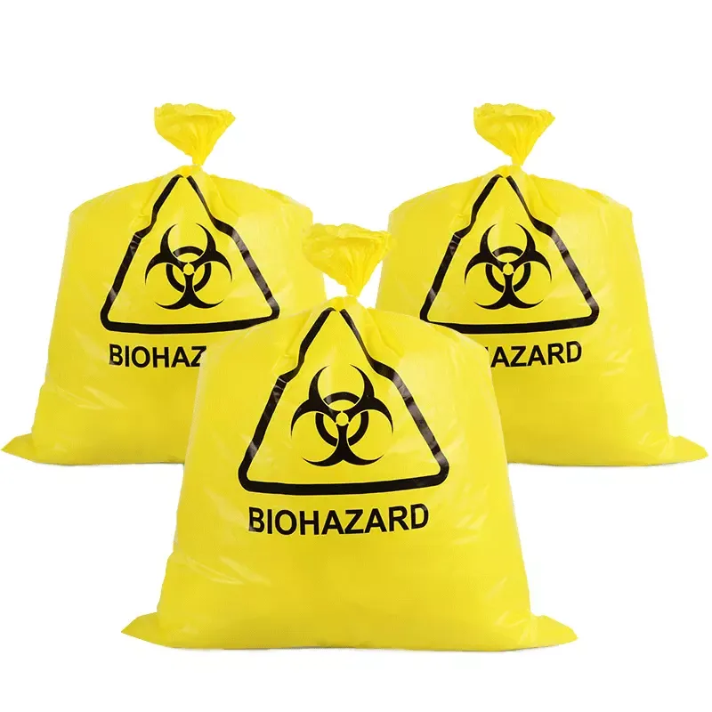 HDPE LDPE Yellow Red Medical Garbage Bag Heavy Duty Hospital Drawstring Waste Bags Disposable Biohazard Bag