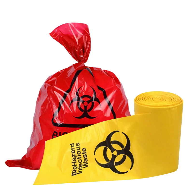 HDPE LDPE Yellow Red Medical Garbage Bag Heavy Duty Hospital Drawstring Waste Bags Disposable Biohazard Bag