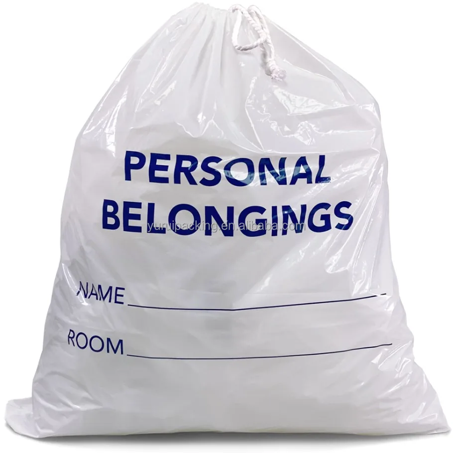 Healthcare LDPE Plastic White Patient Belongings Bag with Punch Out Handle Bag Plastic Handle Bag