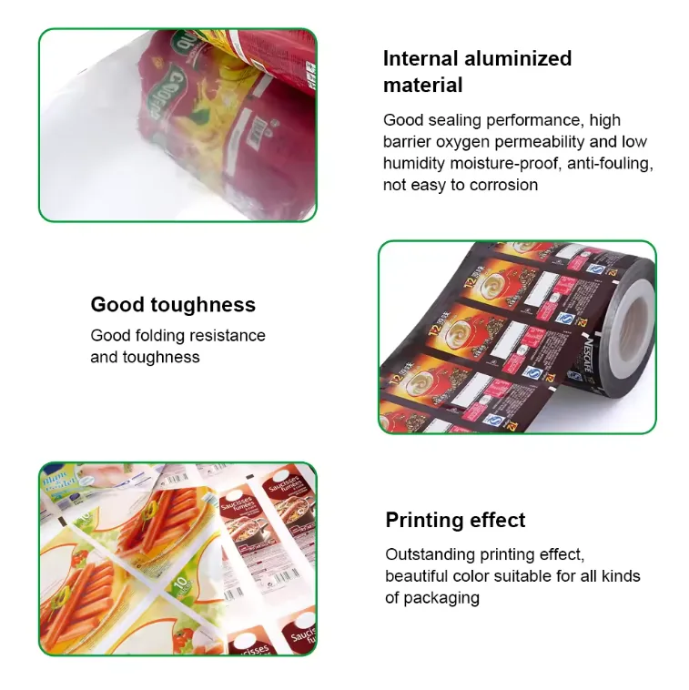 Heat Sealing Moisture Proof Plastic Laminated Sachet Snack Food Packaging Film Roll Flow Wrap Film
