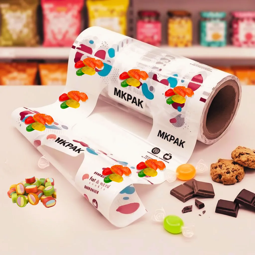 High-Barrier Food Grade PET/VMPET/PE Moisture Proof Flow Wrap Packaging Film Roll for Cookie Candy Crisps Sauce Sachet Bags