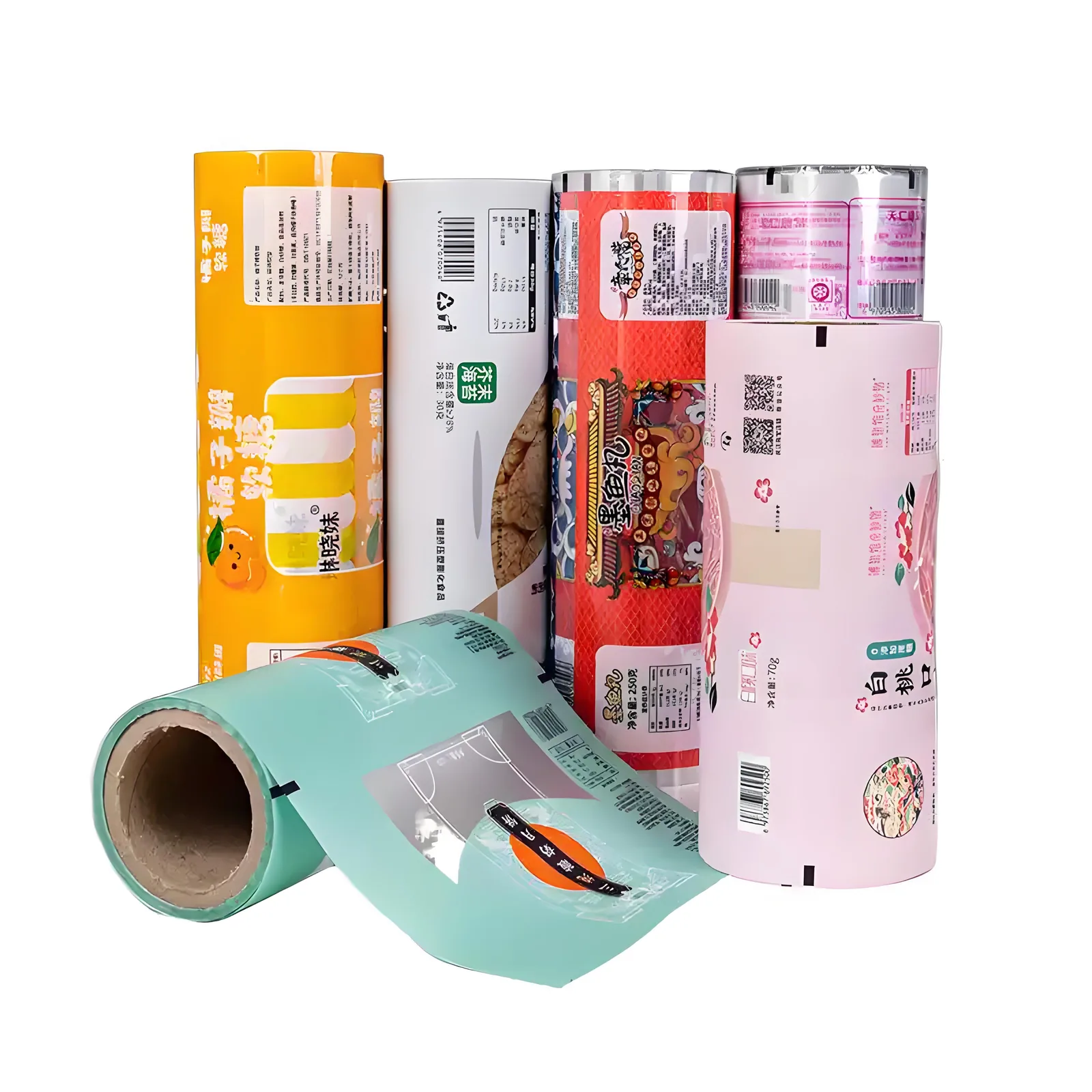 High-Barrier Food Grade PET/VMPET/PE Moisture Proof Flow Wrap Packaging Film Roll for Cookie Candy Crisps Sauce Sachet Bags