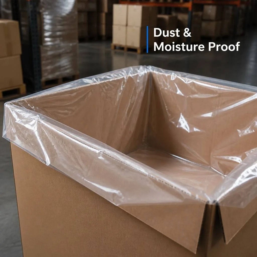High Clarity LDPE Flat Bags with Moisture-proof Seal, Transparent Poly Liner Bags for Industrial Box Packaging