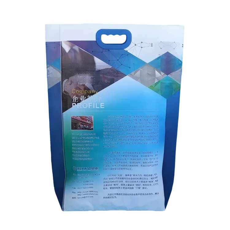 High Strength Custom Plastic Square Bottom Waterproof Tear Resistant Cement Valve Bags with Handle