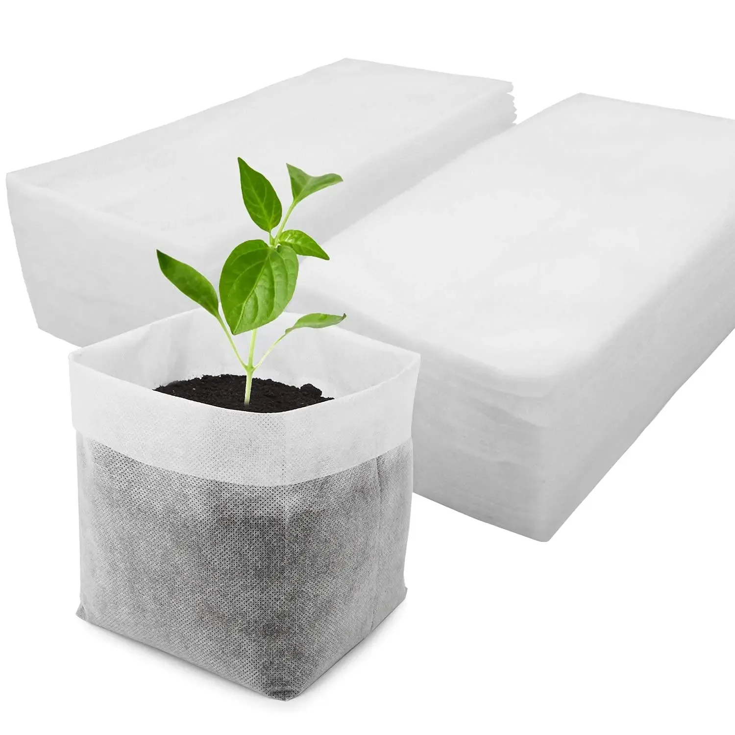 Eco Friendly Square Nursery Grow Bags White Biodegradable Non-Woven Fabric for Planting Tree and Seedling Aeration