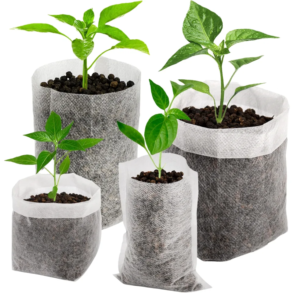 Eco Friendly Square Nursery Grow Bags White Biodegradable Non-Woven Fabric for Planting Tree and Seedling Aeration