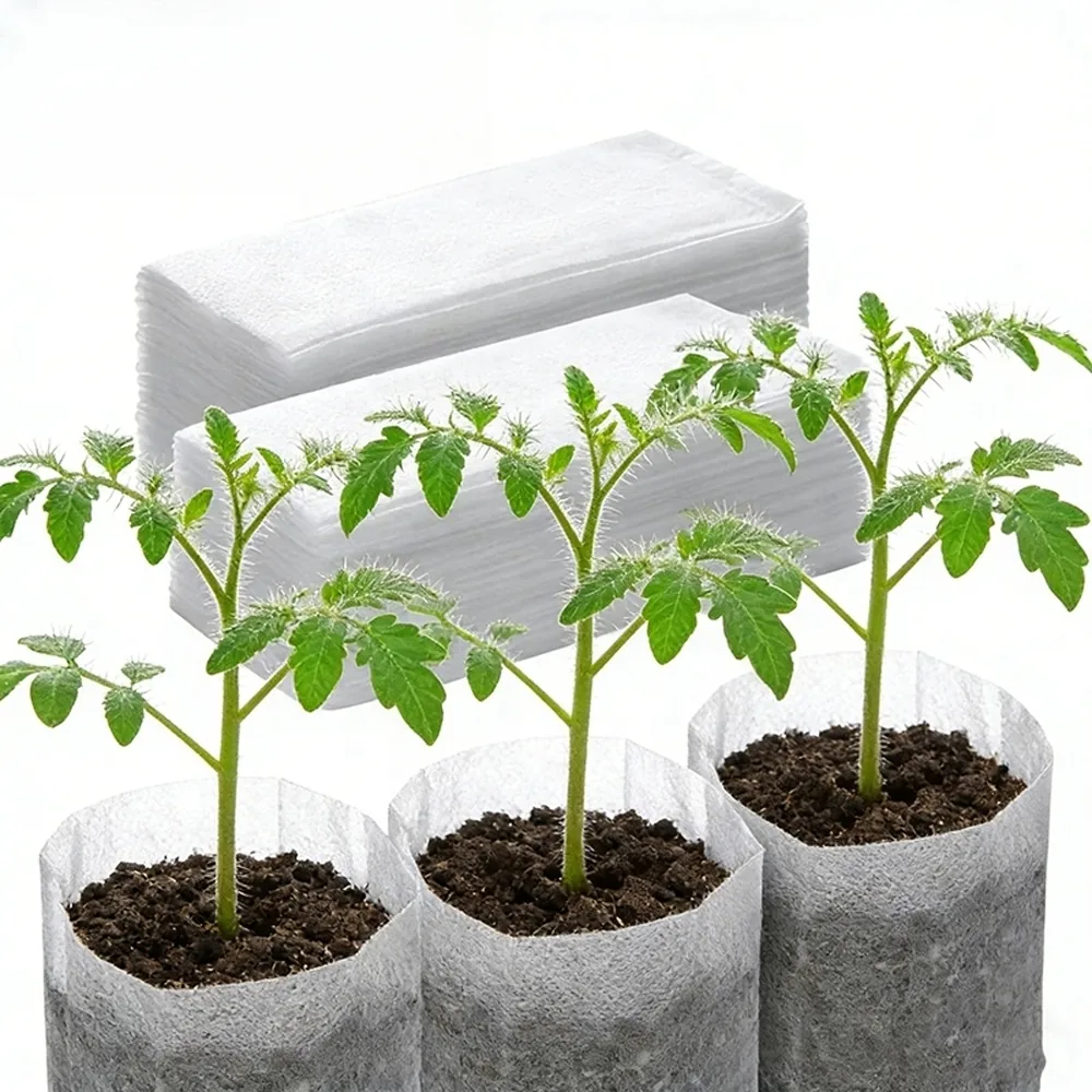 Eco Friendly Square Nursery Grow Bags White Biodegradable Non-Woven Fabric for Planting Tree and Seedling Aeration