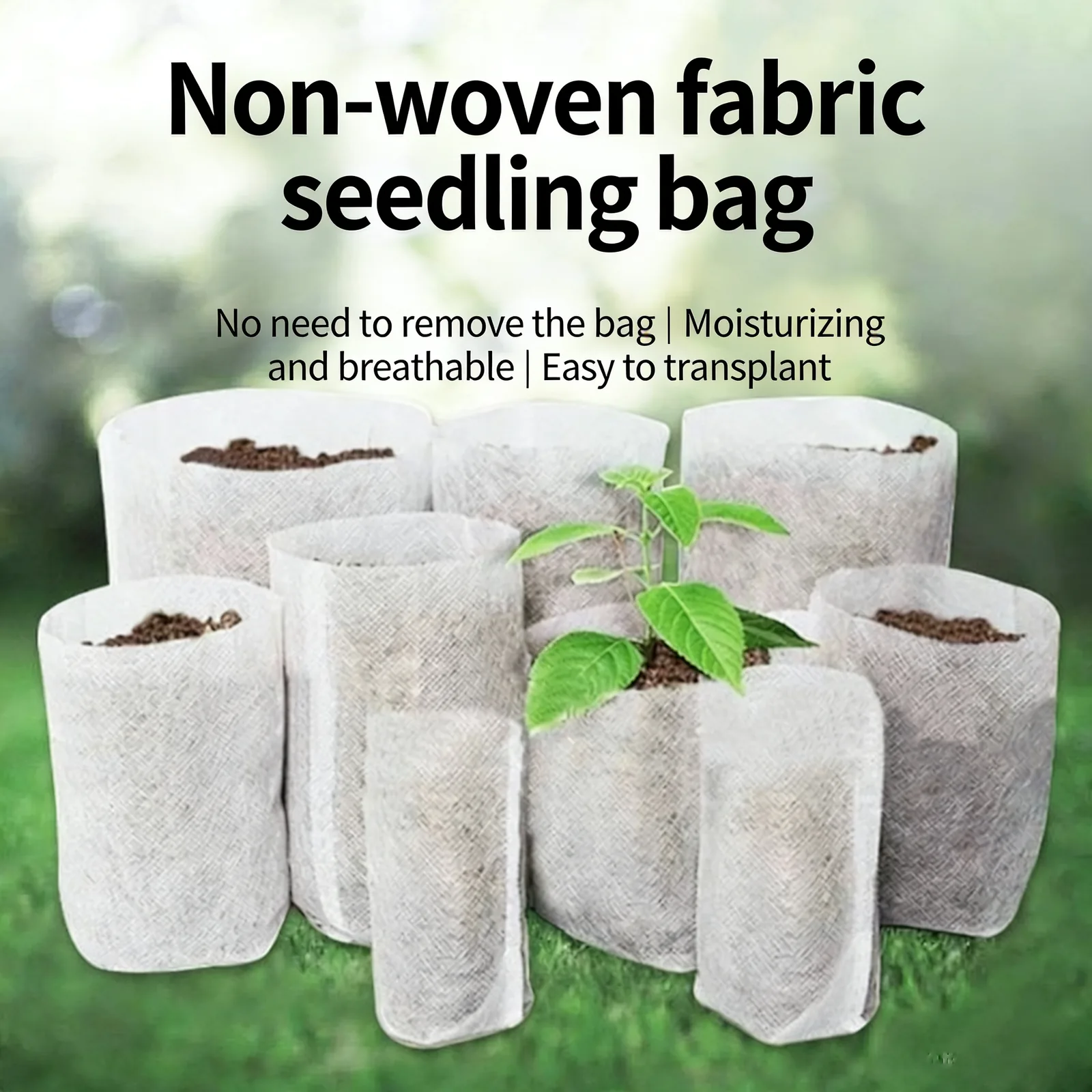 Eco Friendly Square Nursery Grow Bags White Biodegradable Non-Woven Fabric for Planting Tree and Seedling Aeration