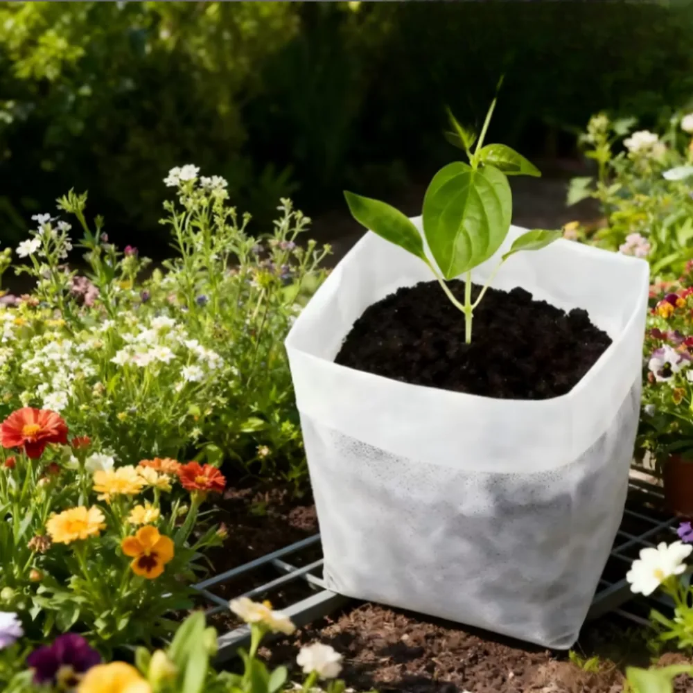 Eco Friendly Square Nursery Grow Bags White Biodegradable Non-Woven Fabric for Planting Tree and Seedling Aeration