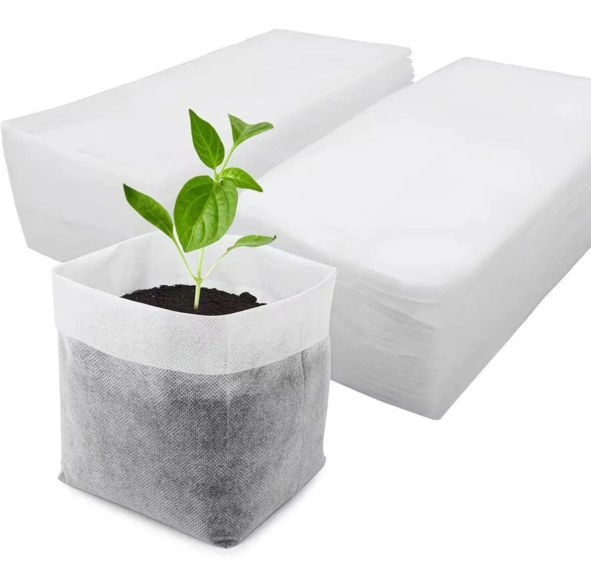 Eco Friendly Square Nursery Grow Bags White Biodegradable Non-Woven Fabric for Planting Tree and Seedling Aeration