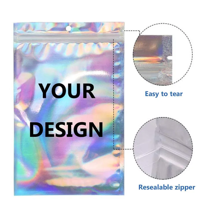 Holographic Mylar Zipper Bag — Small Format, Moisture-Proof