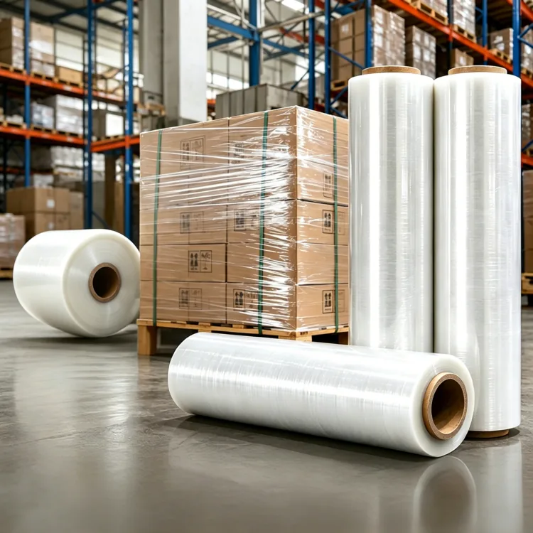 Industrial Stretch Film Jumbo Roll 50kg for Warehouse Packaging Heavy Duty LLDPE Pallet Wrap for Storage Protection