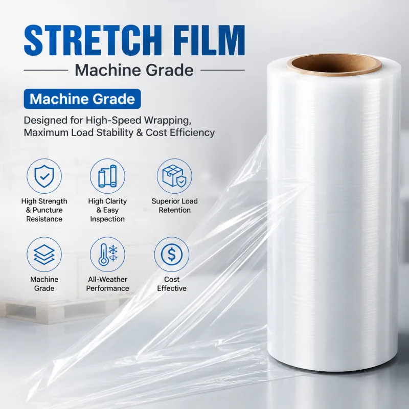 Industrial Stretch Film Jumbo Roll 50kg for Warehouse Packaging Heavy Duty LLDPE Pallet Wrap for Storage Protection