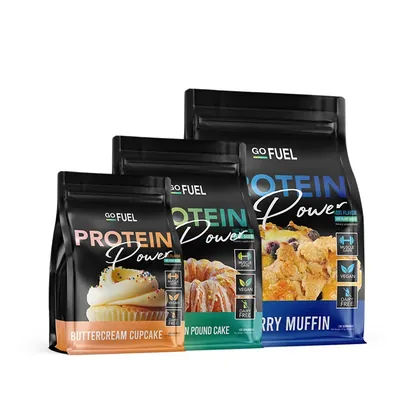 Flat Bottom Box Pouch for Protein Powder — Kraft or Foil Finish