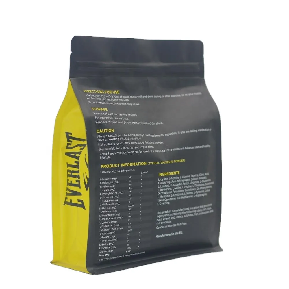 Flat Bottom Box Pouch for Protein Powder — Kraft or Foil Finish