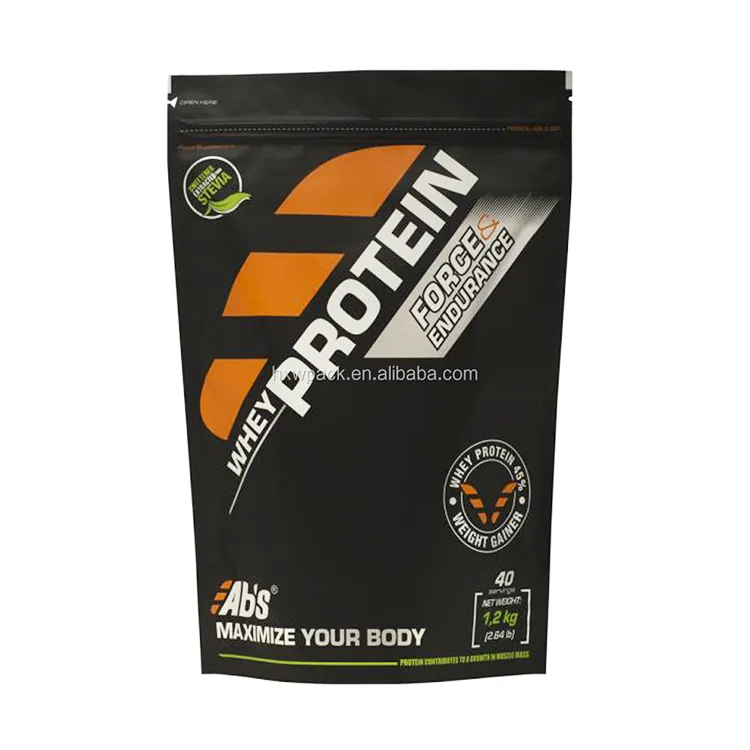 Flat Bottom Box Pouch for Protein Powder — Kraft or Foil Finish