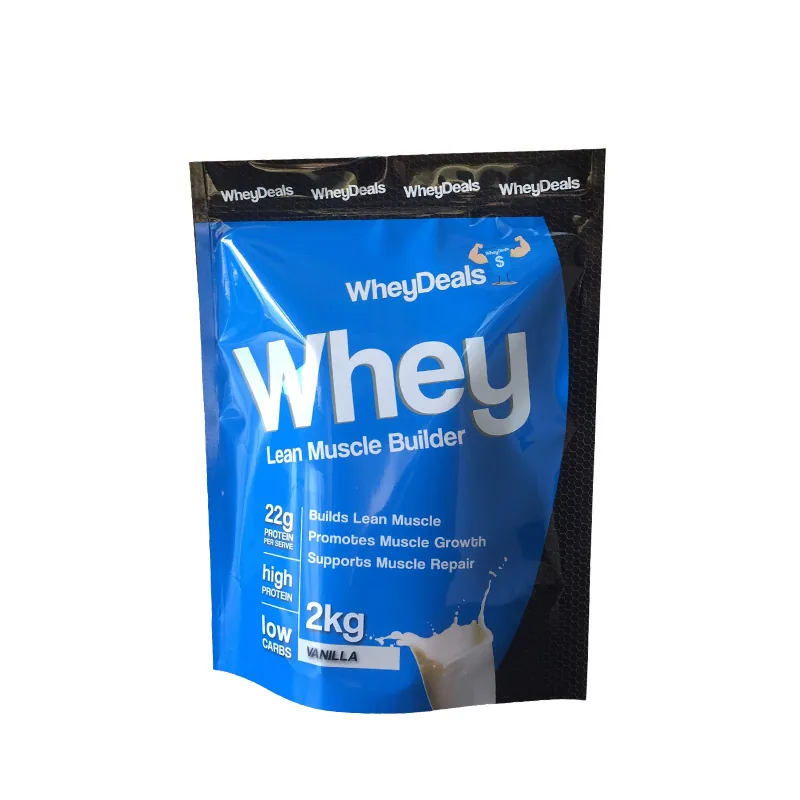 Flat Bottom Box Pouch for Protein Powder — Kraft or Foil Finish