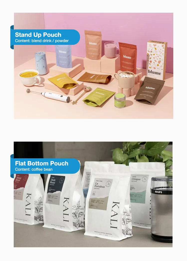 Flat Bottom Box Pouch for Protein Powder — Kraft or Foil Finish