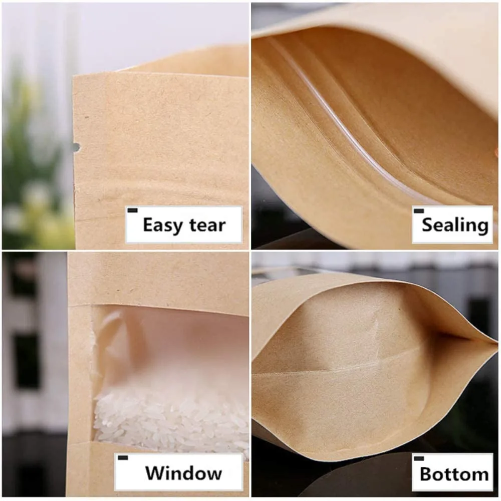 Kraft Paper / Foil / PE Stand-Up Zipper Pouch for Coffee and Candy
