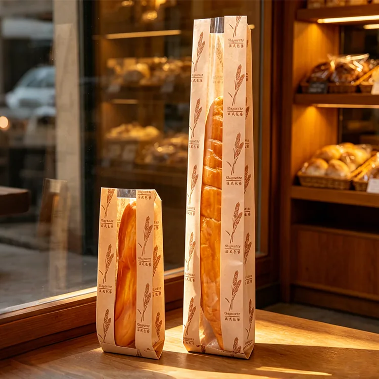 Kraft Paper Baguette Bag with Clear Film Window