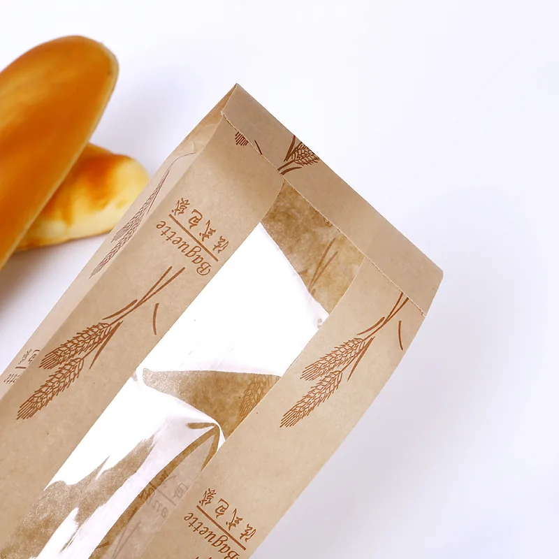 Kraft Paper Baguette Bag with Clear Film Window