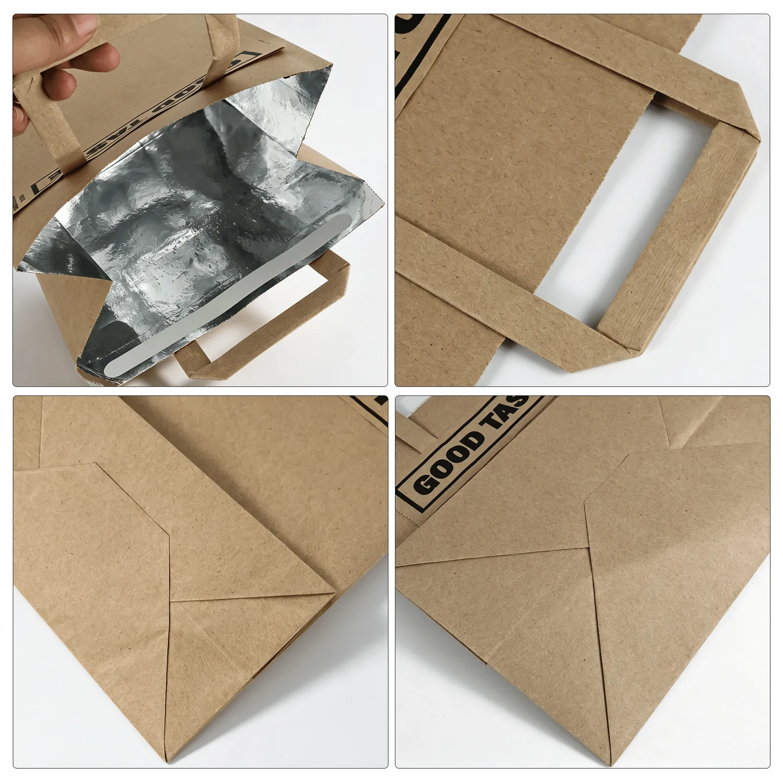 Kraft Paper Carry Bag with Die-Cut Handle for Takeaway and Beverage