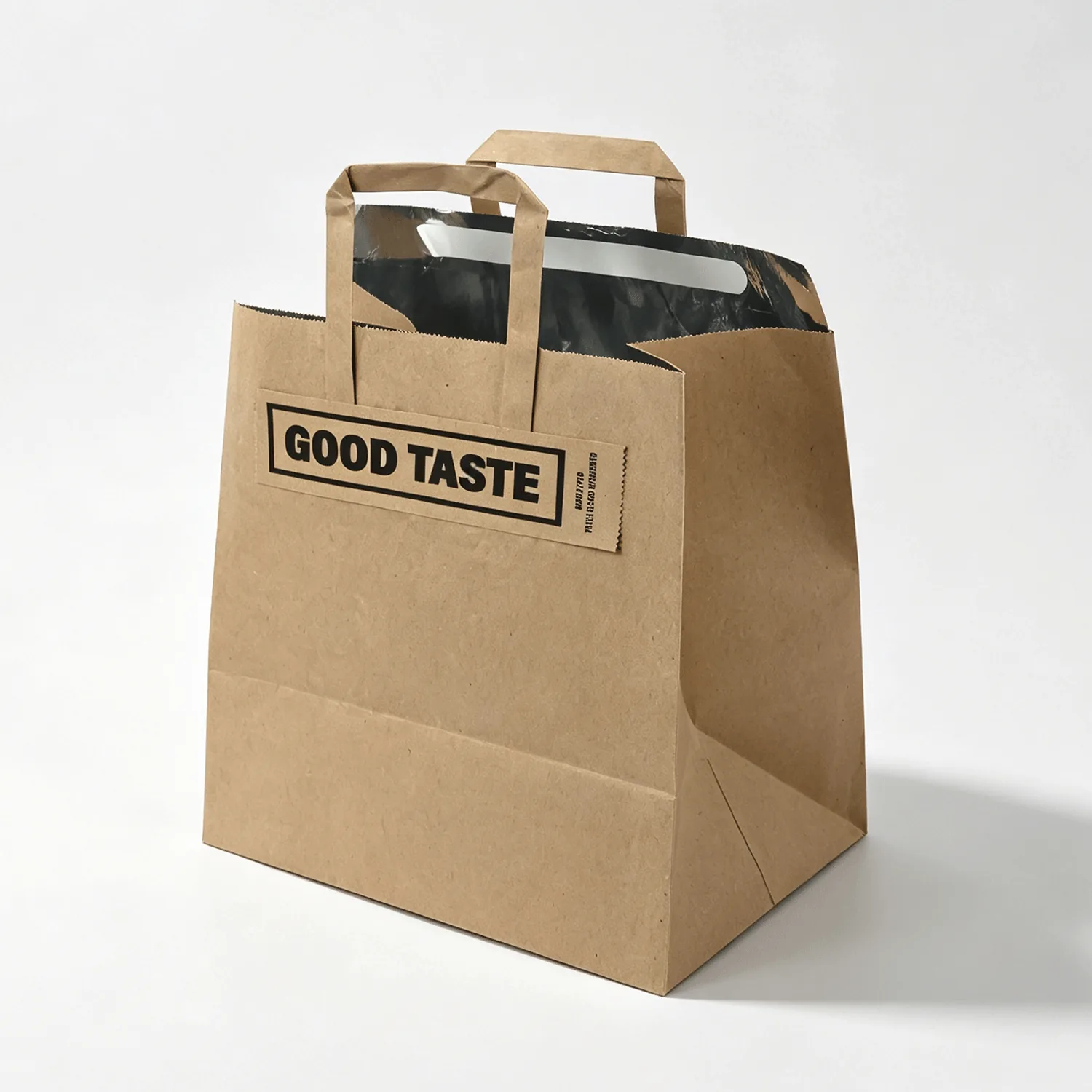 Kraft Paper Carry Bag with Die-Cut Handle for Takeaway and Beverage