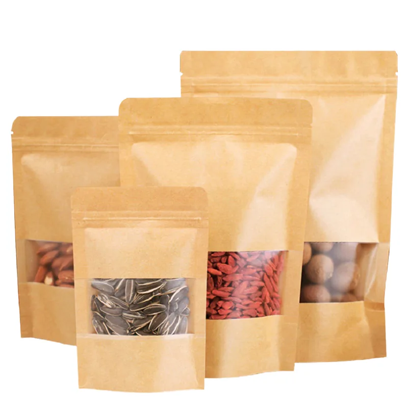 Kraft Paper Sandwich Bag with Clear Window and Self-Adhesive Seal