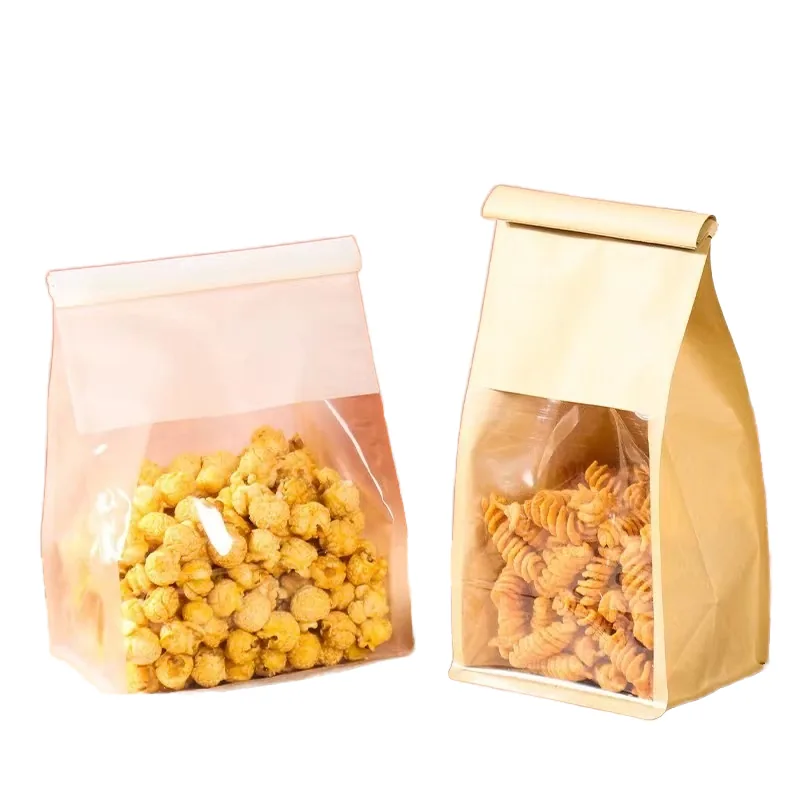 Kraft Paper Sandwich Bag with Clear Window and Self-Adhesive Seal