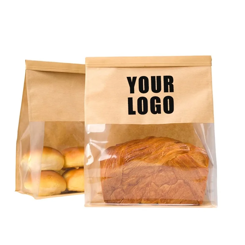Kraft Paper Toast Bag with Transparent Window and Tin-Tie