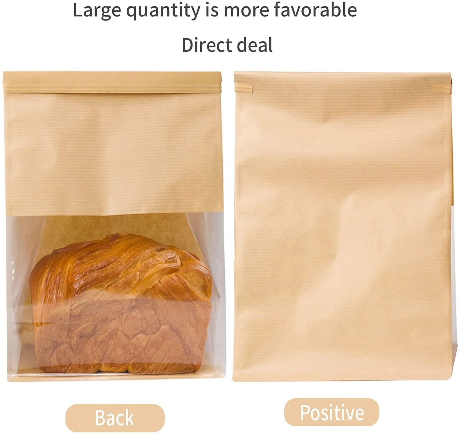 Kraft Paper Toast Bag with Transparent Window and Tin-Tie