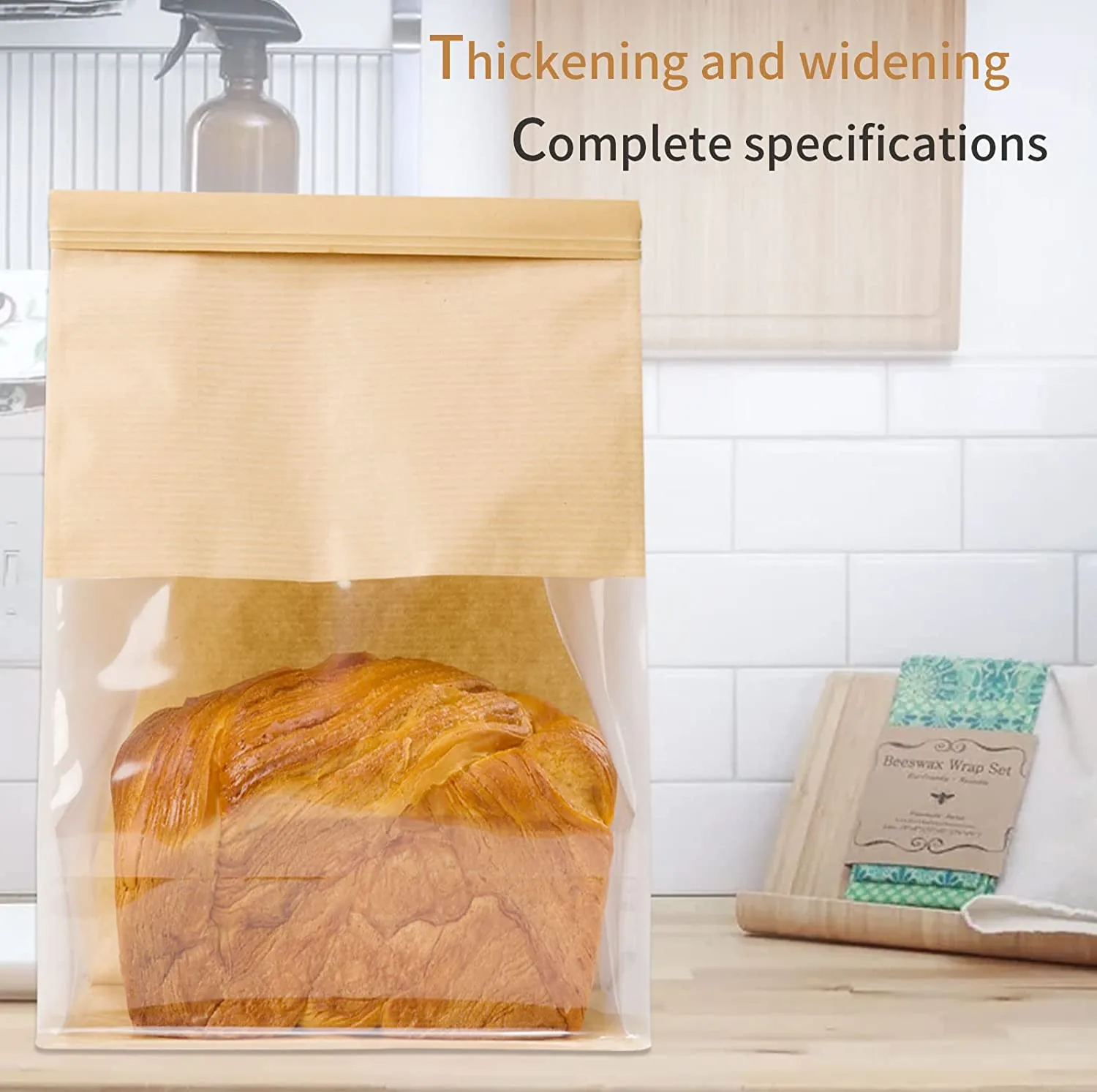 Kraft Paper Toast Bag with Transparent Window and Tin-Tie