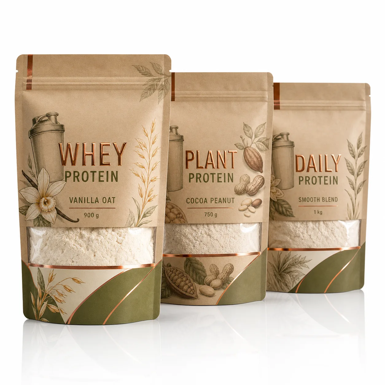 Kraft Stand-Up Pouch with Circle Window — PLA/PBAT Compostable Film