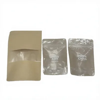 Thickened Kraft Stand-Up Zipper Pouch with Clear Window — Tea, Nuts, Snacks
