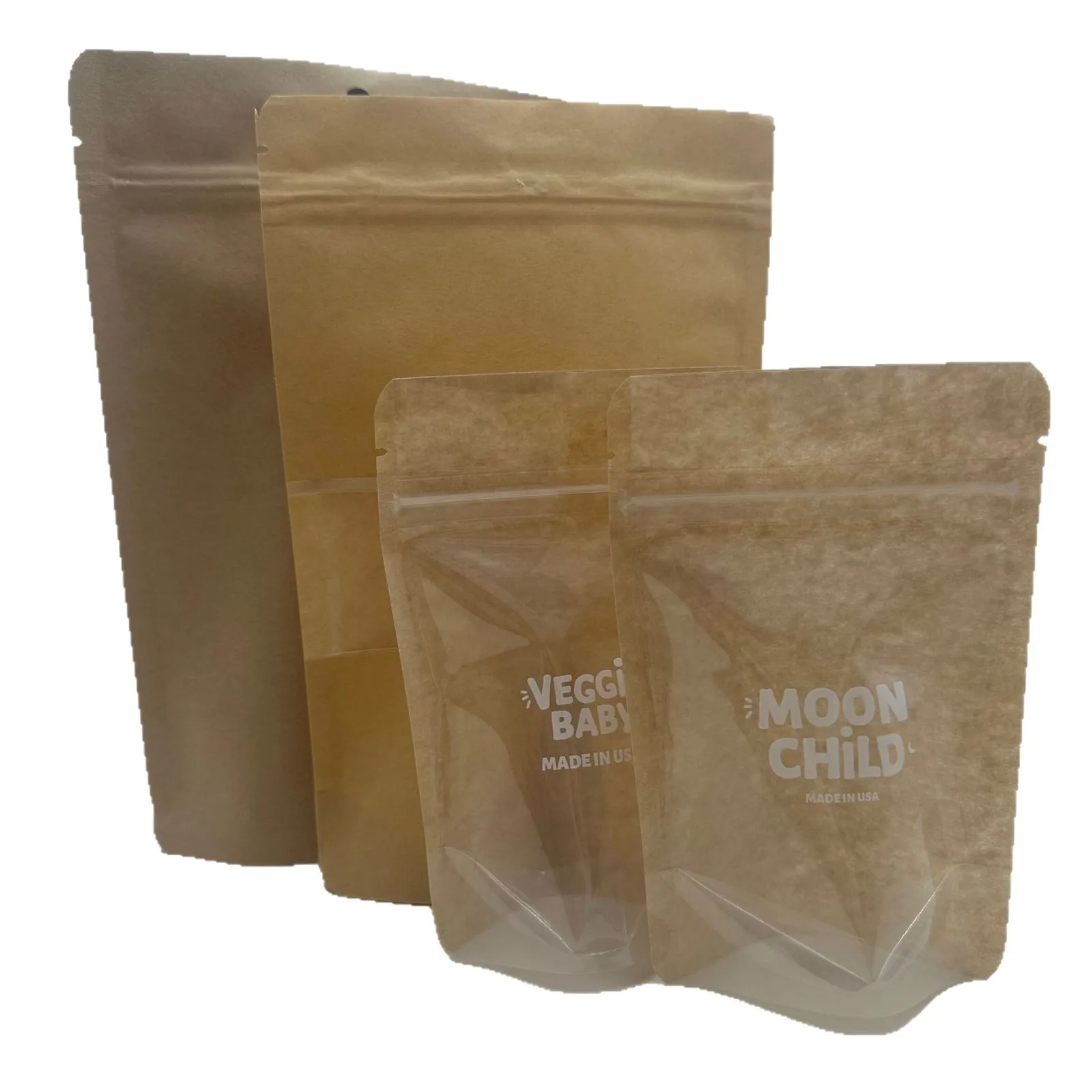 Thickened Kraft Stand-Up Zipper Pouch with Clear Window — Tea, Nuts, Snacks