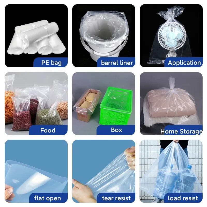 Large Clear Waterproof Dust Proof Recyclable Food Grade PE Flat Packaging Bags for Pet Food