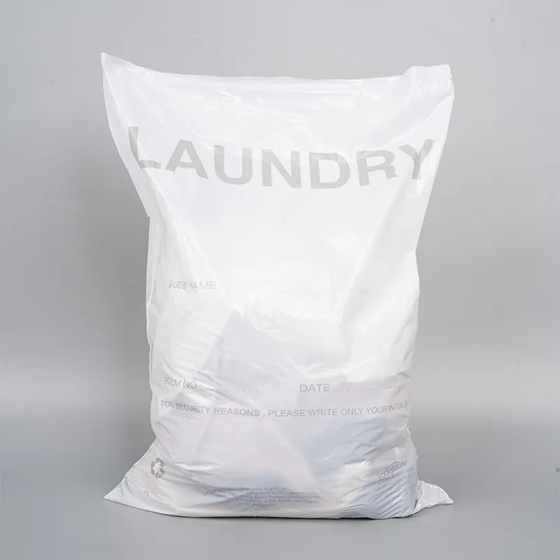 Laundry Bags Hospitality 14 X 24'' Hotel Laundry Bags Tear Strip Tie Closure White Plastic Bag