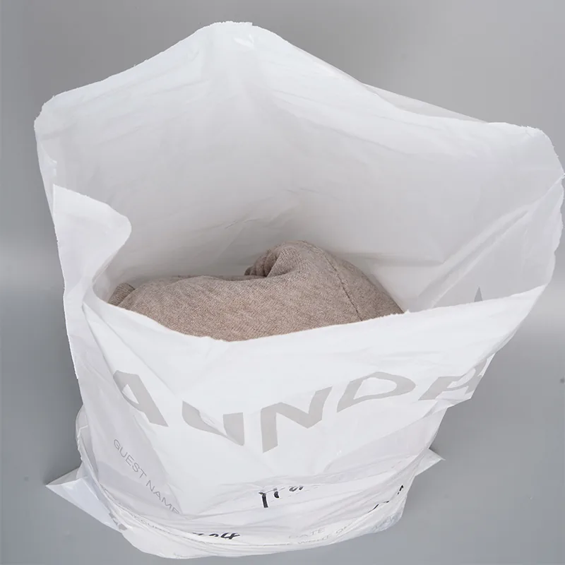 Laundry Bags Hospitality 14 X 24'' Hotel Laundry Bags Tear Strip Tie Closure White Plastic Bag