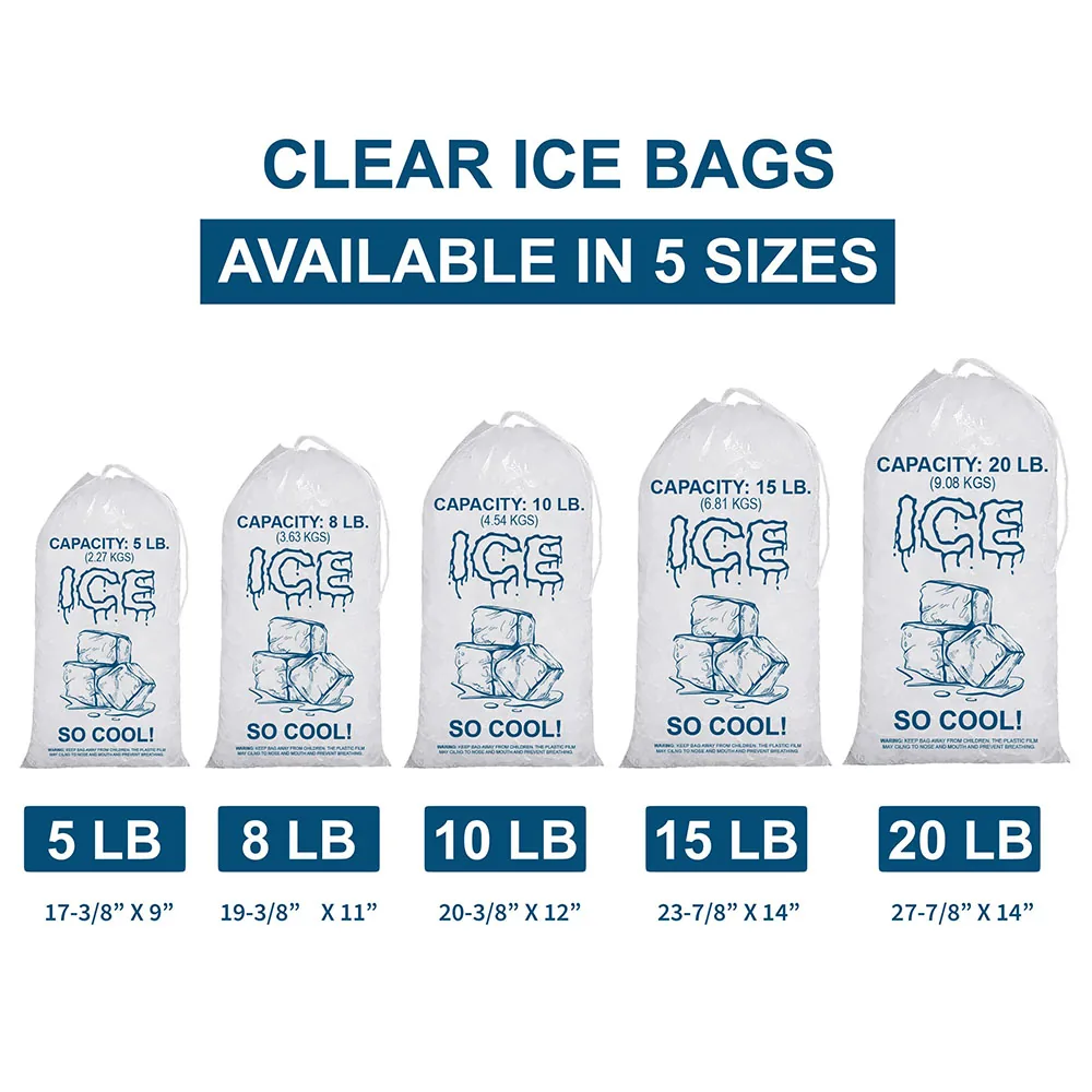 LDPE Drawstring Ice Bag — 8 lb, 10 lb and 20 lb Formats
