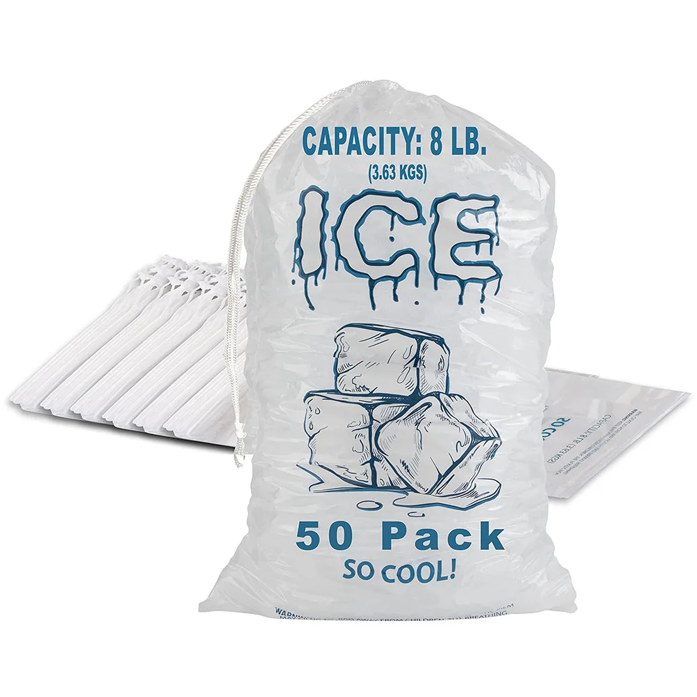 LDPE Drawstring Ice Bag — 8 lb, 10 lb and 20 lb Formats