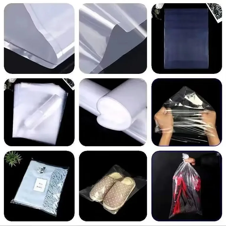 Clear LDPE Flat Open-End Poly Bag for Food and Dry Goods