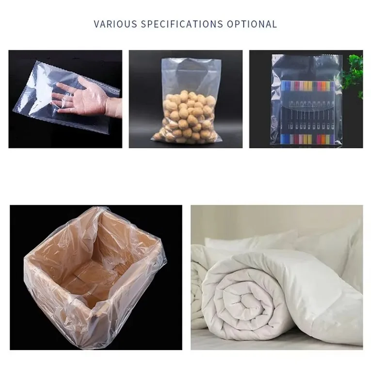 Clear LDPE Flat Open-End Poly Bag for Food and Dry Goods