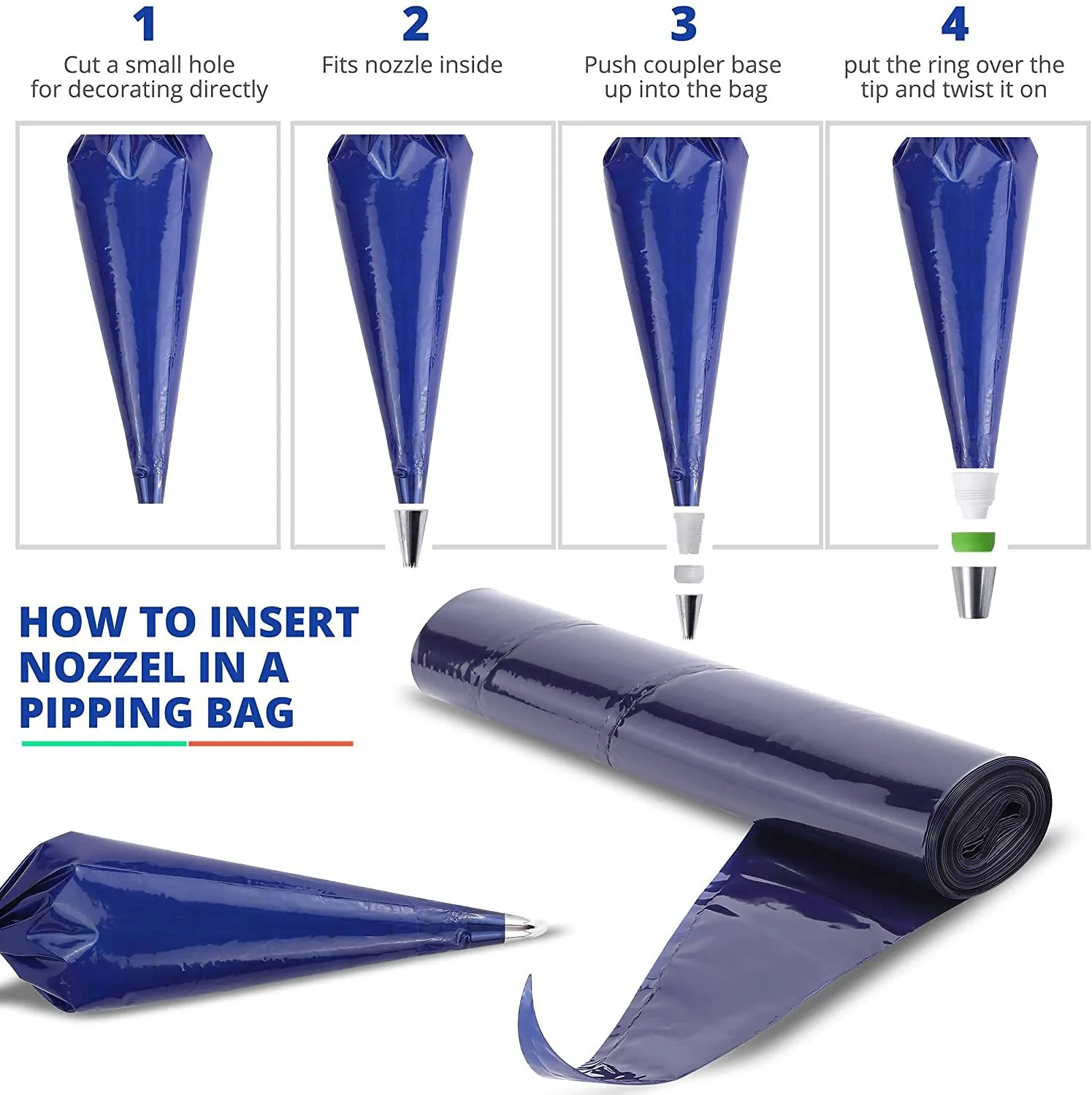 LDPE Large Disposable Piping Bag — 21-inch, Roll Format, Multiple Colours